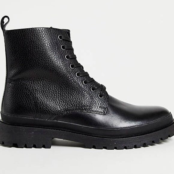 River Island Lace Up Boot in Black main image 11